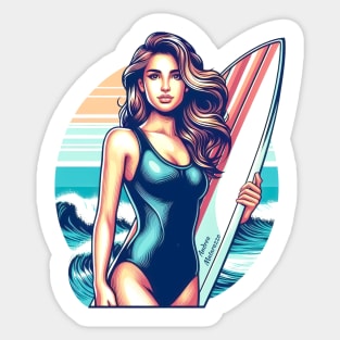 Girl Sport Surf Sticker